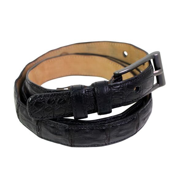 Tommy Bahama Spain BLACK GENUINE CROCODILE 3/4"Wd DRESS WOMEN'S BELT Size L (C71 - Picture 6 of 16